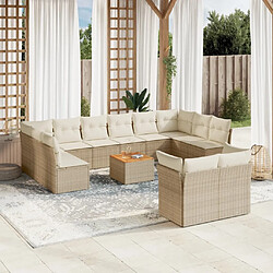 Maison Chic Salon de jardin avec coussins 13 pcs, Ensemble Tables et chaises de jardin, beige résine tressée -GKD829054