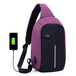 Yonis Sac à dos USB Sac à Dos USB Etudiant Voyage Cartable Ecole Anti Vol pour Powerbank Violet Noir YONIS