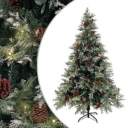 vidaXL Sapin de Noël pré-éclairé pommes de pin vert blanc 120cm PVC PE 