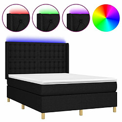 Sommier à lattes,Cadre à lattes de lit pour Adulte matelas et LED Noir 140x200 cm Tissu -MN62670