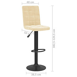 vidaXL Tabourets de bar lot de 2 crème velours pas cher