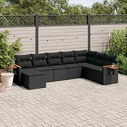 vidaXL Salon de jardin 8 pcs avec coussins noir résine tressée 