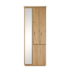 Pegane Armoire avec 3 portes coloris chêne - Longueur 75 x hauteur 195 x profondeur 41 cm