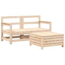 vidaXL Salon de jardin 3 pcs bois de pin massif