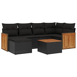 Maison Chic Ensemble Tables et chaises d'extérieur 7pcs avec coussins,Salon de jardin noir résine tressée -GKD960341