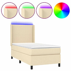 Maison Chic Lit adulte- Lit + matelas + LED,Sommier à lattes de lit matelas et LED Crème 100x200 cm Tissu -GKD86446