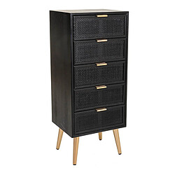 Avis Pegane Chiffonnier, meuble de rangement en bois coloris noir - Longueur 42 x Profondeur 36,50 x Hauteur 100,5 cm