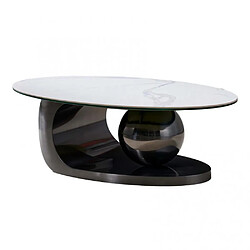 Inside 75 Table basse design BOWL BLACK NICKEL 130 base acier noir plateau marbre blanc 