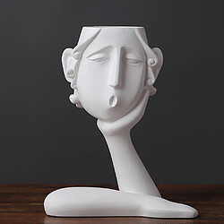 Abstrait Visage Humain Résine Vase Sculpture Porte-Stylo Boîte De Rangement Décor À La Maison Blanc pas cher