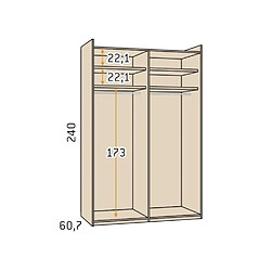 Avis Inside 75 Armoire 2 portes coulissantes suspendues 1 panneau 178,1 x 240 cm couleur Arios porte miroir droite