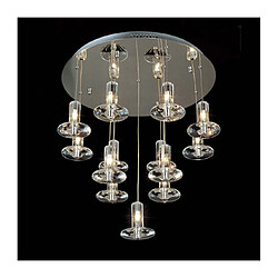 Luminaire Center Suspension Troy rond 13 Ampoules chrome poli/cristal