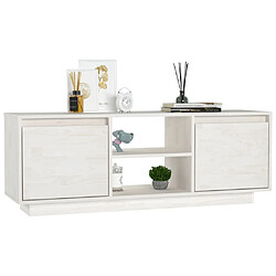 Acheter Maison Chic Meuble TV scandinave - Banc TV pour salon Blanc 110x30x40 cm Bois de pin massif -MN25046