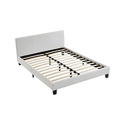 Acheter Vente-Unique Lit 140 x 190 cm - Simili - Blanc + Matelas - CORNELIUS II