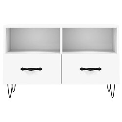 Maison Chic Meuble TV scandinave - Banc TV pour salon Blanc 80x36x50 cm Bois d'ingénierie -MN89919 pas cher