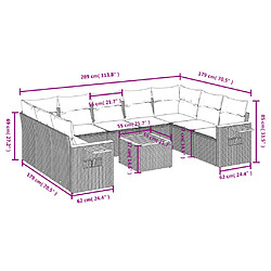 Avis Maison Chic Salon de jardin 10 pcs avec coussins, Ensemble Tables et chaises d'extérieur noir résine tressée -GKD840318