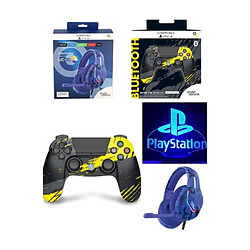 Under Control Manette PS4 Playstation Rocket Ride Bluetooth Jaune Noire + Casque GAMER PRO-H3 Camouflage Bleu PLAYSTATION SONY PS4 PS5