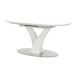 Avis Vente-Unique Table à manger extensible - 6 à 8 personnes - MDF et métal inoxydable - Blanc laqué - TALARA