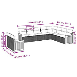 Acheter vidaXL Salon de jardin avec coussins 10 pcs gris résine tressée