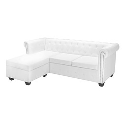 vidaXL Canapé Chesterfield en forme de L cuir synthétique blanc