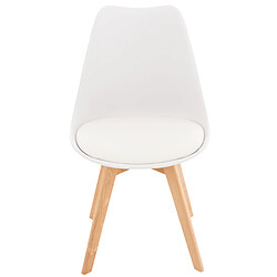 Decoshop26 Lot de 4 chaises de salle à manger cuisine ou bureau en plastique et synthétique blanc pieds en bois 10_0000323