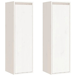 Maison Chic Lot de 2 Armoires murales,Meuble de Rangement,Armoire Suspendue Blanc 30x30x100 cm Bois de pin massif -MN64966