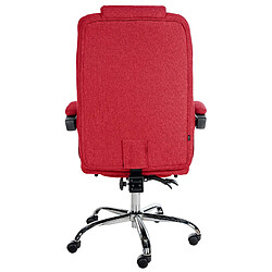 Acheter Decoshop26 Fauteuil de bureau ergonomique généreusement rembourrée avec repose-pieds en tissu rouge et métal chromé 10_0002572