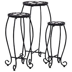 vidaXL Tables mosaïque 3 pcs noir et blanc Céramique 