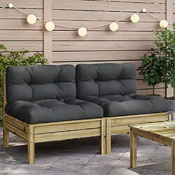 Maison Chic Lot de 2 Canapé de jardin sans accoudoirs et coussins | Canapé d'extérieur | Fauteuil Sofa terrasse pin imprégné -MN74848