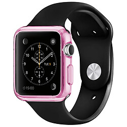 Caseink Coque Housse Pour Apple Watch 42mm - Semi Rigide Gel [ Clear Frame Extra Fine ] - Rose 