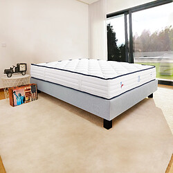 LUXURY LITERIE Ensemble matelas Patriote 140x200 cm + sommier gris ep20cm