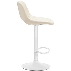 Decoshop26 Tabourets de bar chaises haute x2 avec repose-pieds en PVC crème piètement métallique blanc 10_0004071 pas cher