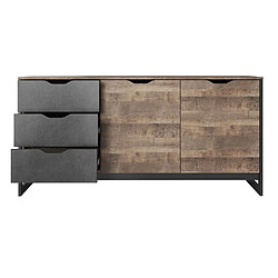 Acheter Vente-Unique Buffet LAONILE - 2 portes et 3 tiroirs - Noyer et anthracite