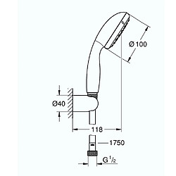 GROHE Ensemble de douche 1 jet avec support mural Vitalio Start 100 Chromé