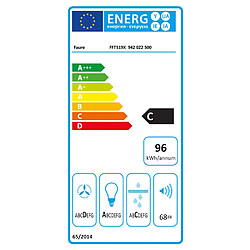 Hotte décorative murale 90cm 68db 600m3/min inox - FFT519X - FAURE