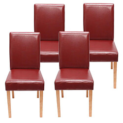 Decoshop26 Lot de 4 chaises de salle à manger synthétique rouge pieds clairs CDS04143 