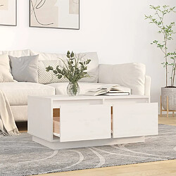 Avis Maison Chic Table basse,Table Console Table d'appoint, Table pour salon Blanc 80x50x35 cm Bois massif de pin -MN36578