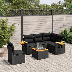 vidaXL Salon de jardin 6 pcs avec coussins noir résine tressée 