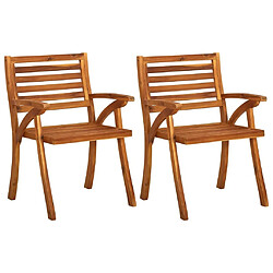 Maison Chic Lot de 2 Chaises à dîner de jardin avec coussins,Fauteuil/Chaises à manger d'extérieur Acacia massif -MN72306