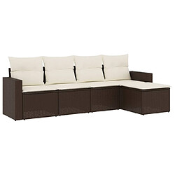 vidaXL Salon de jardin avec coussins 5 pcs marron résine tressée