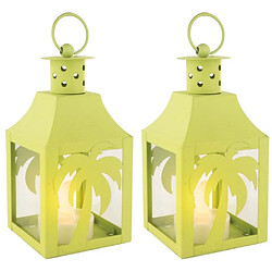 The Home Deco Factory Lanterne colorée avec chauffe-plat LED Exotique (Lot de 2) Palmier.