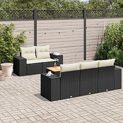 vidaXL Salon de jardin 6 pcs avec coussins noir résine tressée