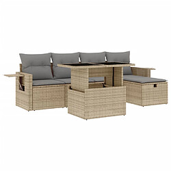 vidaXL Salon de jardin avec coussins 6 pcs beige résine tressée