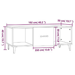 vidaXL Table basse Blanc brillant 102x50x40 cm Bois d'ingénierie pas cher