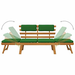 Maison Chic Banc de jardin avec coussins | Banquette de jardin | Chaise Relax 2-en-1 190 cm Bois solide d'acacia -MN81911 pas cher