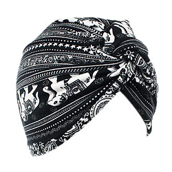 Femmes Coton Turban Head Wrap Chemo Chute De Cheveux Casquettes De Sommeil Éléphant Noir