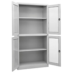 vidaXL Armoire de bureau Gris clair 90x40x180 cm Acier et verre trempé