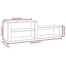 vidaXL Armoire à chaussures Blanc 150x35x45 cm Bois d'ingénierie pas cher