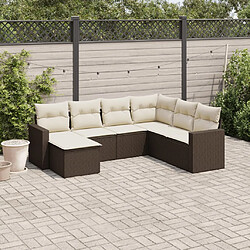 vidaXL Salon de jardin avec coussins 7 pcs marron résine tressée