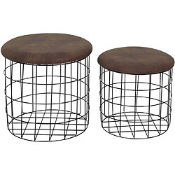 The Home Deco Factory Poufs gigognes filaires assise en PU (Lot de 2). Poufs gigognes filaires assise en PU (Lot de 2)