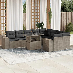 vidaXL Salon de jardin avec coussins 10 pcs gris clair résine tressée